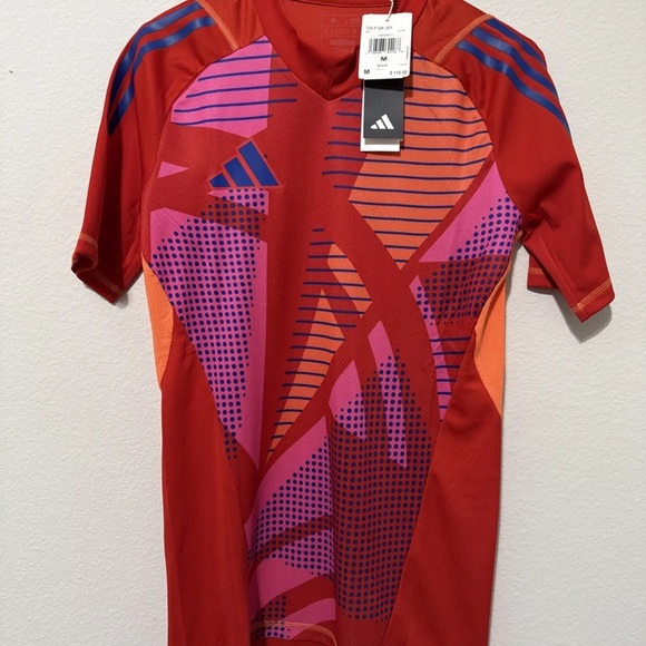 Adidas Tiro 24 Pro Short Sleeve Slim Fit Goalkeeper Soccer Jersey Red Size M - Picture 1 of 4